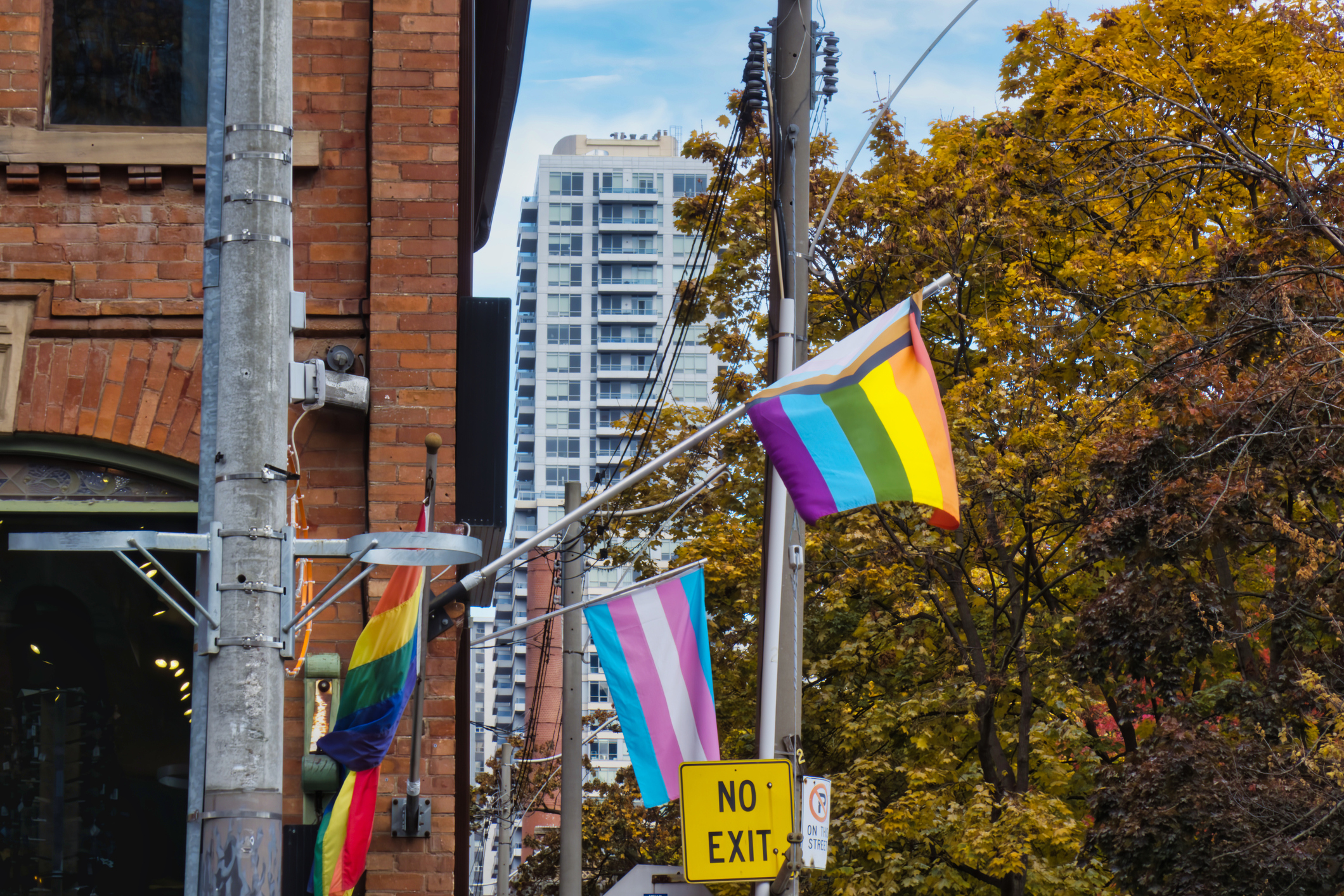 Photo of Pride flags on Church Street in Toronto