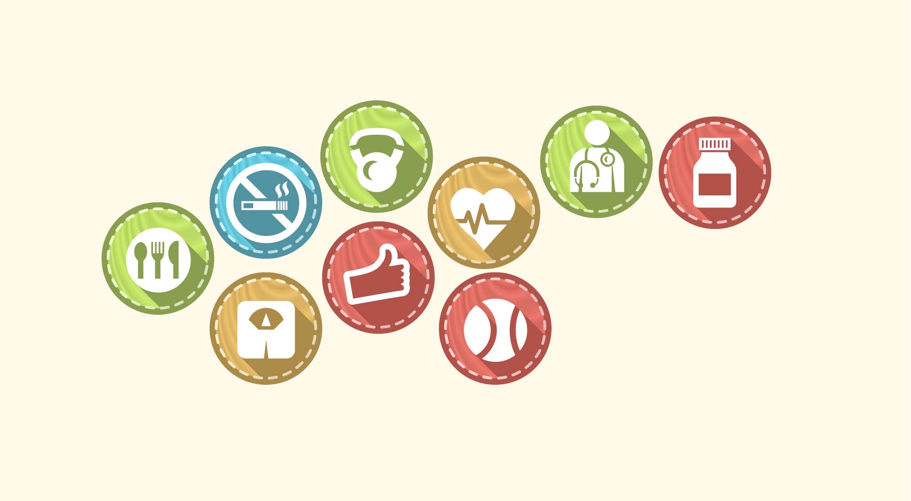 Little icons with health related objects in them