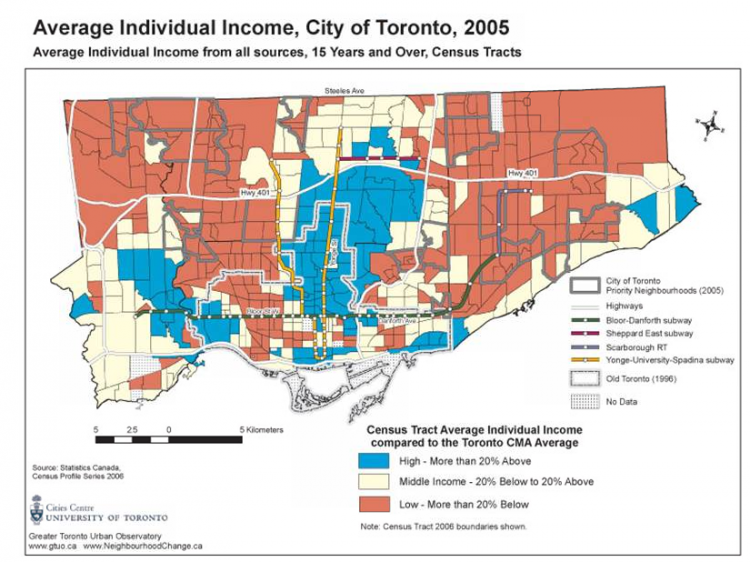 Map of low-income neighbourhoods in Toronto