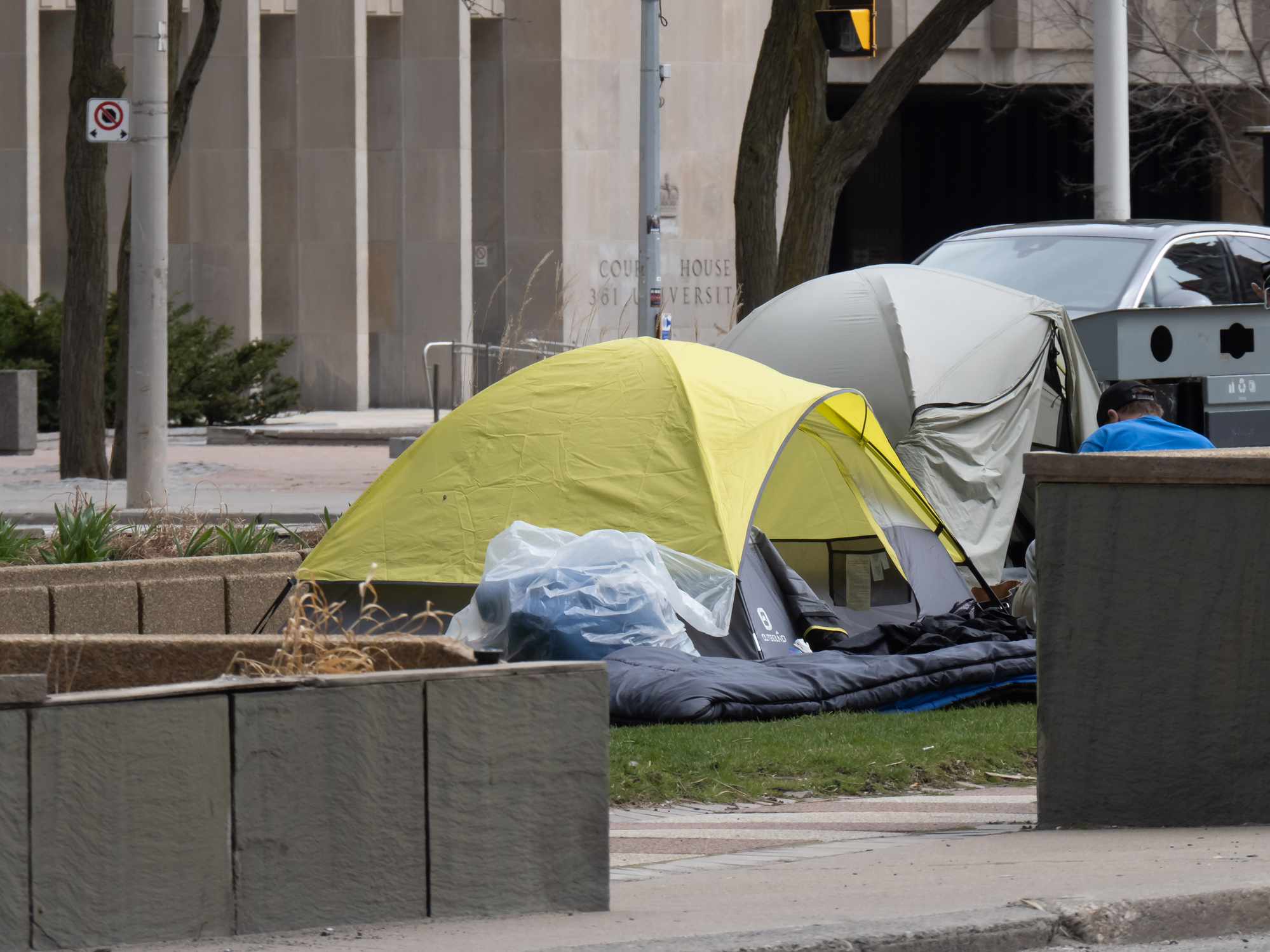 Tents along University Avenue in Toronto
